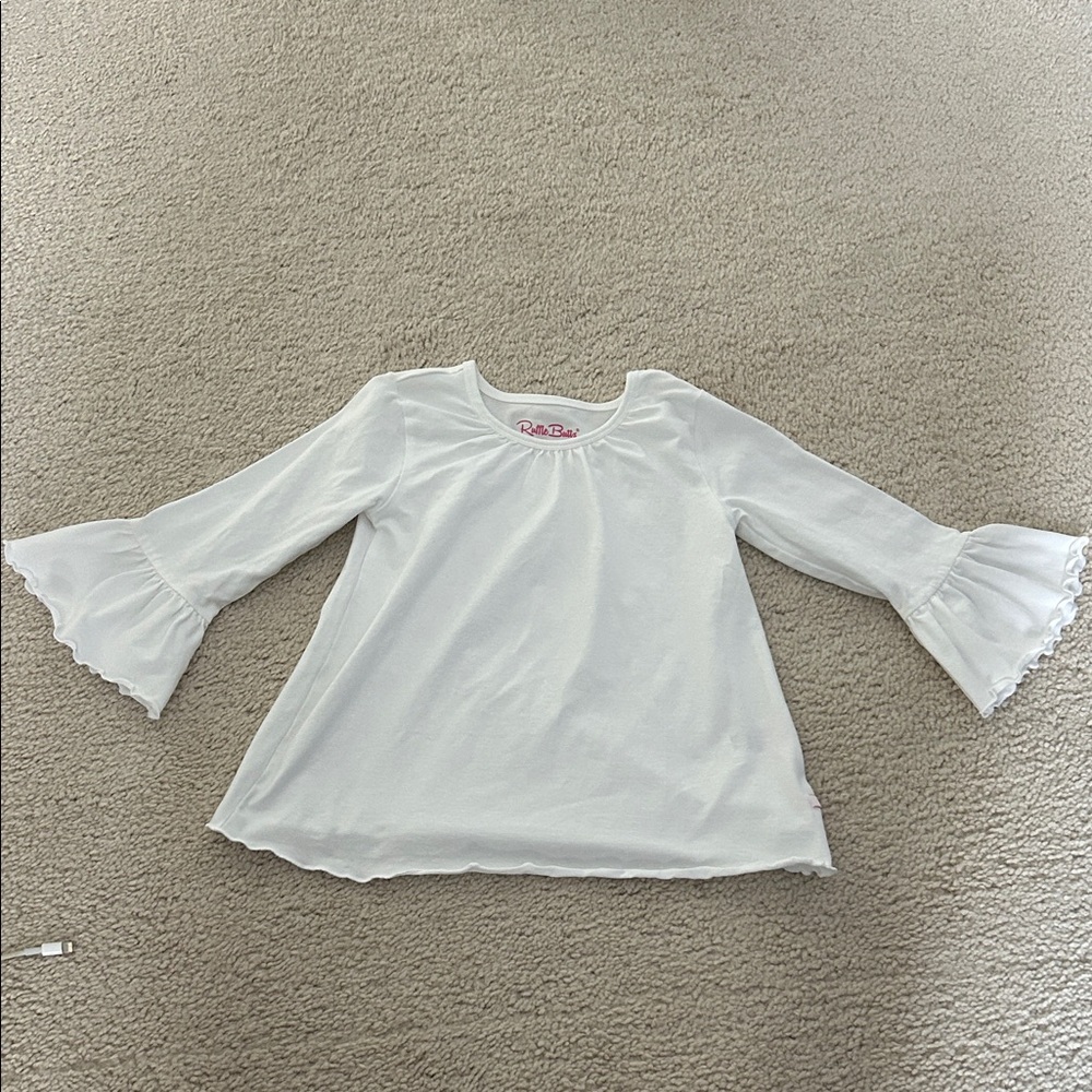 Ruffle Butts White Flare Sleeve Kids Blouse